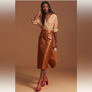 Mare Mare x Anthropologie Faux Leather Skirt Large Petite